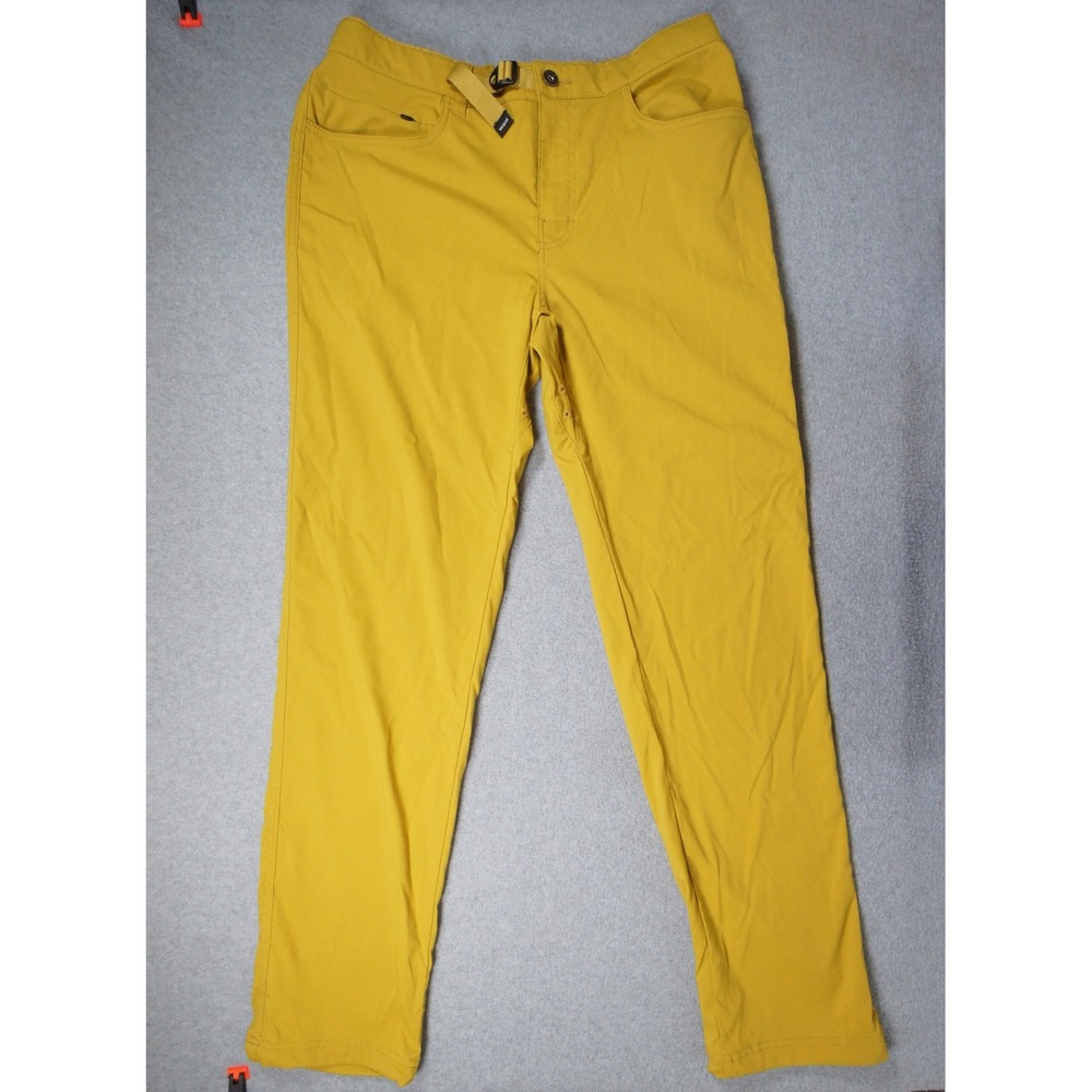 PrAna Pants Mens Size 34 Yellow Zion Hiking Climbing Stretch Standard Fit